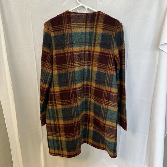 Rachel Zoe S‎ Purple Yellow Plaid Wool Blend Open Blazer Jacket Coat Fall Autumn - Picture 9 of 12